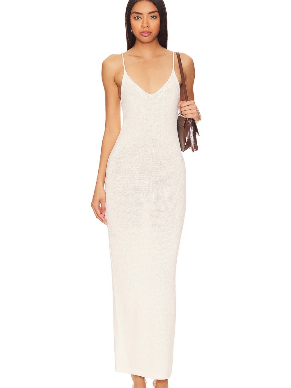 REVOLVE Cream V-Neck Sleeveless Maxi Dress